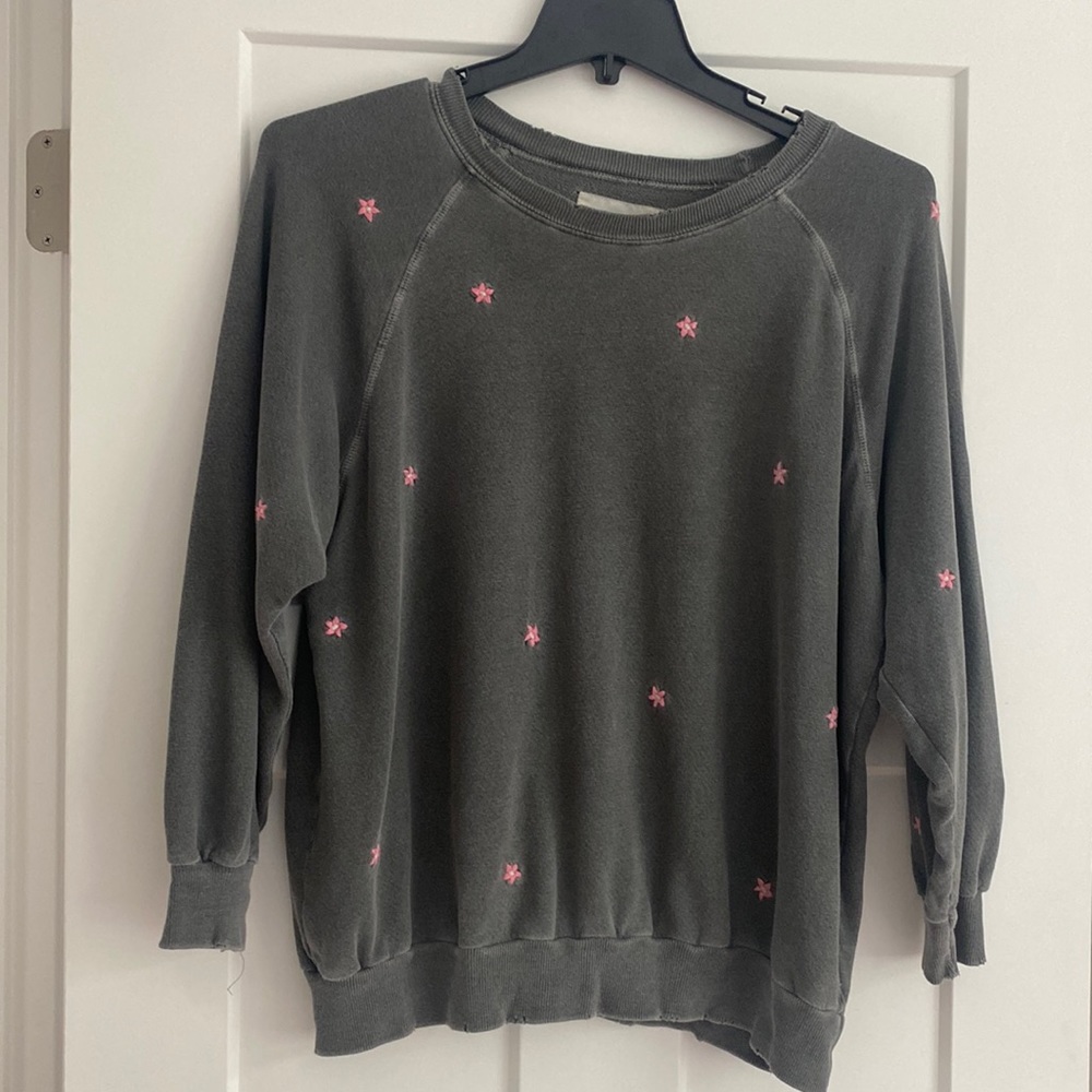 The Great size 2 embroidered sweatshirt. Washed Black.